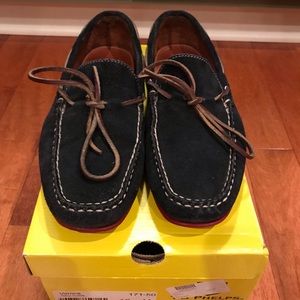 TB Phelps Verona Driving Moccasin 10 M Blue Suede Red Soles